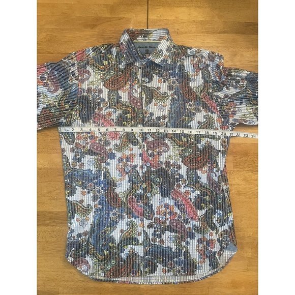 Visconti Black Shirt Mens S Long Sleeve Button Up Casual‎ Paisley Cotton - Picture 4 of 7